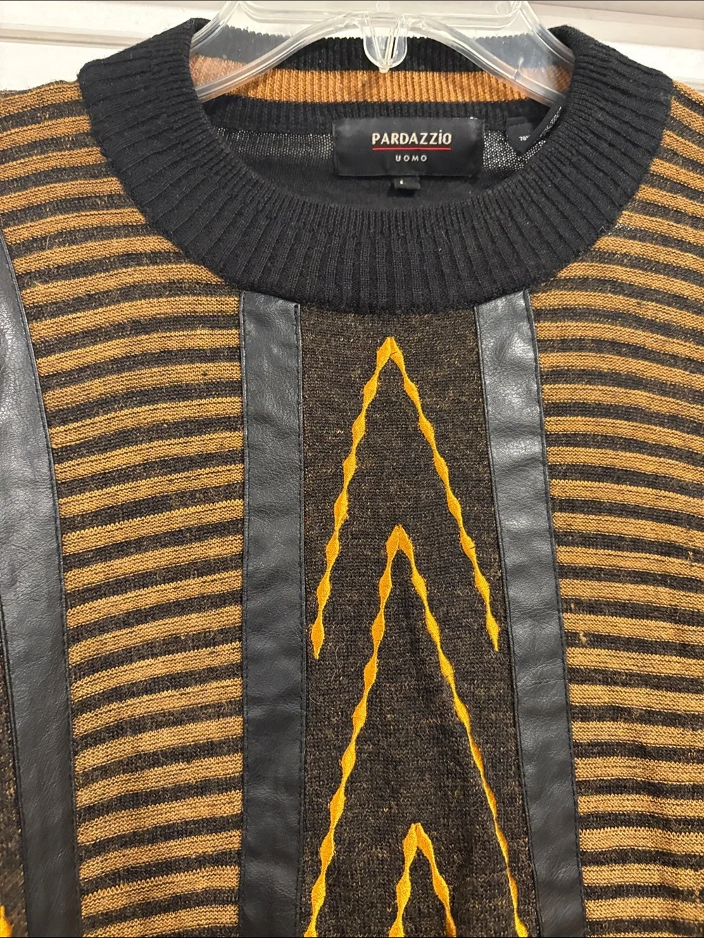 Panache Black and Gold Chevron Crewneck Sweater